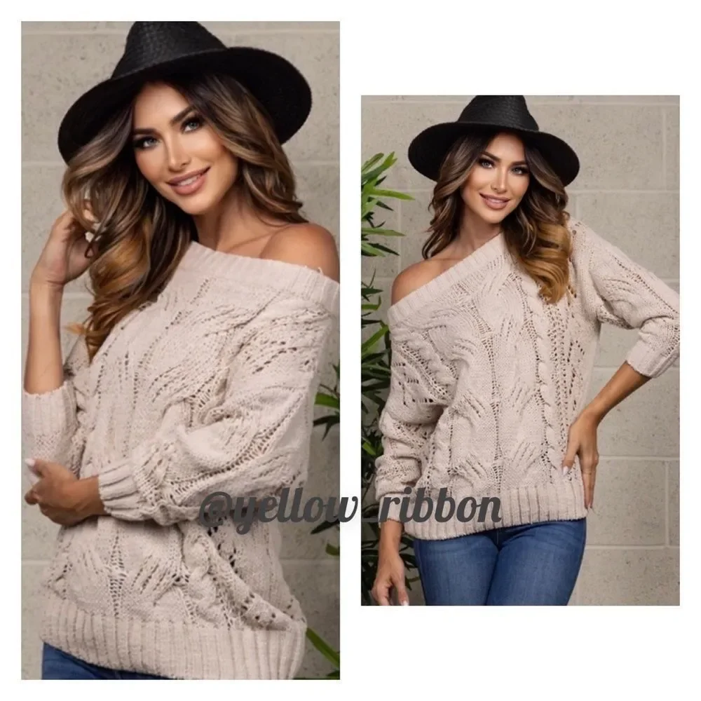 NEW 🍁Off-the-Shoulder Knit Sweater - Picture 2 of 2